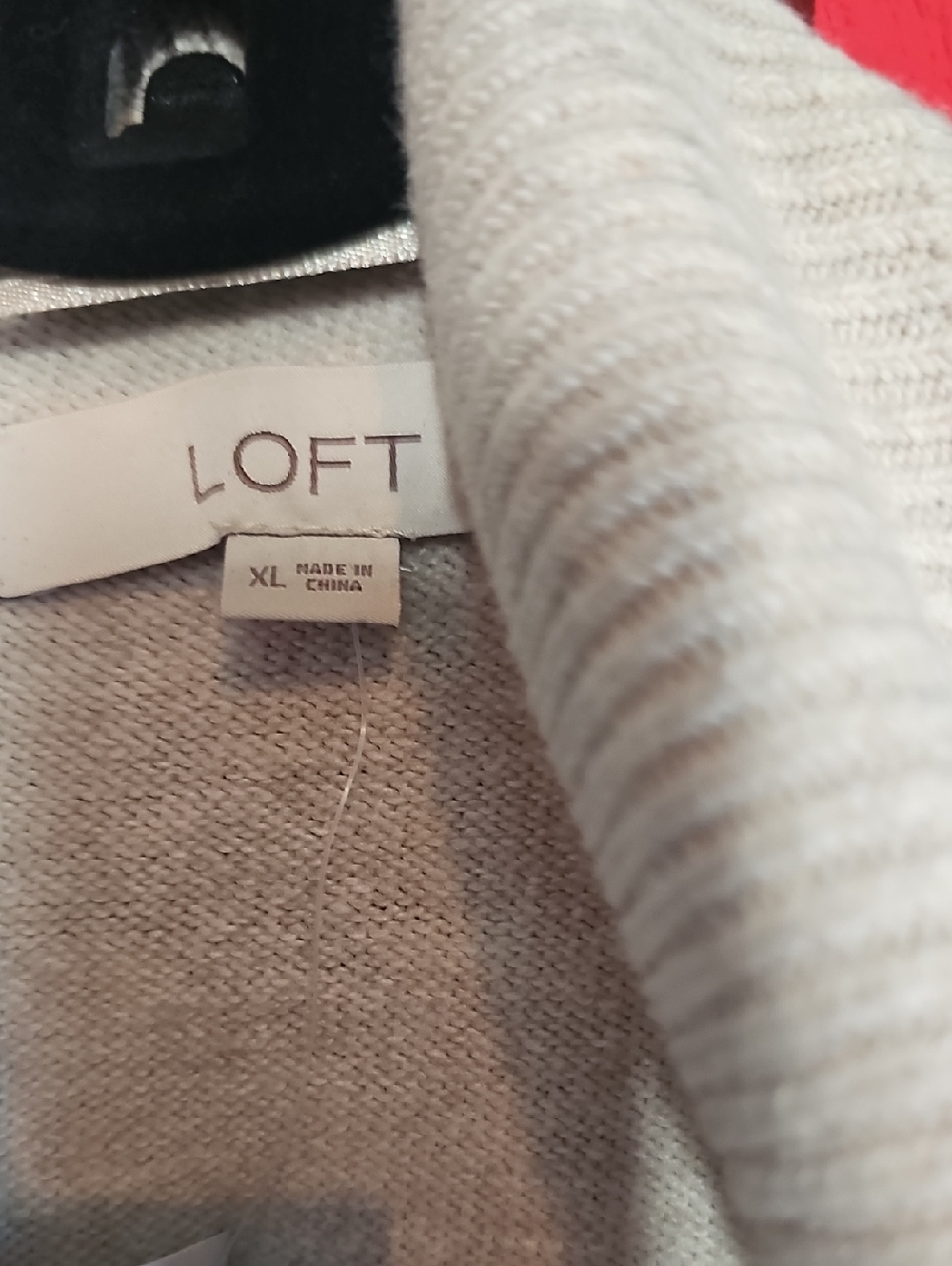 LOFT Light Oatmeal Rib-Knit Cover Sweater